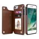 For iPhone XR Retro PU Leather Case Multi Card Holders Phone Case(Brown) - 1