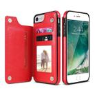 For iPhone XR Retro PU Leather Case Multi Card Holders Phone Case(Red) - 1