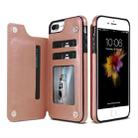 For iPhone XR Retro PU Leather Case Multi Card Holders Phone Case(Rose Gold) - 1