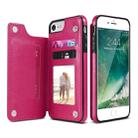 For iPhone 7 Plus / 8 Plus Retro PU Leather Case Multi Card Holders Phone Cases(Rose Red) - 1