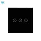 Wifi Wall Touch Panel Switch Voice Control Mobile Phone Remote Control, Model: Black 3 Gang (Zero Firewire Wifi ) - 1