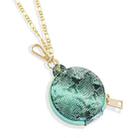 2 PCS Drop-Roof Dust-Proof PU Leather Case Bag With Mirror & Necklace Chain & Key Ring For Bluetooth Headset(Snakeskin Green) - 1