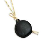 2 PCS Drop-Roof Dust-Proof PU Leather Case Bag With Mirror & Necklace Chain & Key Ring For Bluetooth Headset(Black) - 1