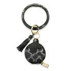 2 PCS PU Leather Wrist Keychain Bluetooth Earphone Bag Mirror Cosmetic Bag(Snakeskin Black) - 1