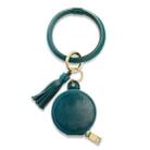 2 PCS PU Leather Wrist Keychain Bluetooth Earphone Bag Mirror Cosmetic Bag(Dark Green) - 1