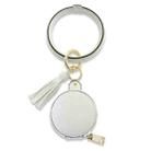 2 PCS PU Leather Wrist Keychain Bluetooth Earphone Bag Mirror Cosmetic Bag(Gray White) - 1