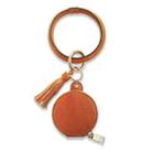 2 PCS PU Leather Wrist Keychain Bluetooth Earphone Bag Mirror Cosmetic Bag(Coffee) - 1