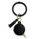 2 PCS PU Leather Wrist Keychain Bluetooth Earphone Bag Mirror Cosmetic Bag(Black) - 1