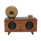 B6 Wooden Double Speakers Wireless Bluetooth Speaker Subwoofer Portable Outdoor Radio 3D Surround Small Speaker(Dark Wood) - 1