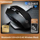 Inphic A1 6 Keys 1000/1200/1600 DPI Home Gaming Wireless Mechanical Mouse, Colour: Black Wireless+Bluetooth 4.0+Bluetooth 5.0 - 2