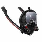 Snorkeling Mask Double Tube Silicone Full Dry Diving Mask Adult Swimming Mask Diving Goggles, Size: S/M(Black/Black) - 1