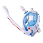 Snorkeling Mask Double Tube Silicone Full Dry Diving Mask Adult Swimming Mask Diving Goggles, Size: S/M(White/Blue) - 1