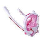Snorkeling Mask Double Tube Silicone Full Dry Diving Mask Adult Swimming Mask Diving Goggles, Size: S/M(White/Pink) - 1