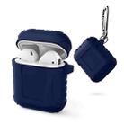 2 PCS Pure Color Simple Waterproof Earphone Protective Cover with Carabiner For AirPods 1 / 2(Navy Blue) - 1