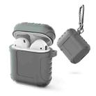 2 PCS Pure Color Simple Waterproof Earphone Protective Cover with Carabiner For AirPods 1 / 2(Gray) - 1