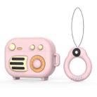 2 PCS Retro Radio Shape Protective Cover Silicone Case for AirPods Pro, Colour: Pink+Finger Ring - 1