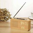 Dotted Log White Light Multifunctional Retro Radio Wooden Alarm Clock Mute Electronic Clock - 1