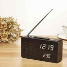 Dotted Black Wood White Light Multifunctional Retro Radio Wooden Alarm Clock Mute Electronic Clock - 1