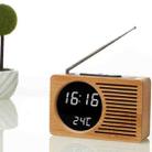 Horizontal Strip Bamboo Mirror White Lamp Multifunctional Retro Radio Wooden Alarm Clock Mute Electronic Clock - 1