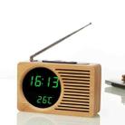 Horizontal Strip Bamboo Mirror Green Light Multifunctional Retro Radio Wooden Alarm Clock Mute Electronic Clock - 2