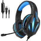 ERXUNG J5 Head-Mounted Gaming Headset Wire-Controlled Desktop Computer Gaming With Microphone  Luminous Headset(Black Blue) - 1