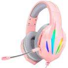 ERXUNG J5 Head-Mounted Gaming Headset Wire-Controlled Desktop Computer Gaming With Microphone  Luminous Headset(Pink) - 1