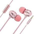 XK-059 3.5mm In-ear Heavy Bass Gaming Music Metal Wired Earphone with Microphone(Pink) - 1