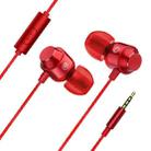 XK-059 3.5mm In-ear Heavy Bass Gaming Music Metal Wired Earphone with Microphone(Red) - 1