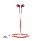 F12 Elbow Earbud Headset Wire Control With Wheat Mobile Phone Headset, Colour: Type-C (Red) - 1