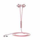 F12 Elbow Earbud Headset Wire Control With Wheat Mobile Phone Headset, Colour: Type-C (Pink) - 1