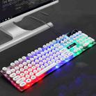 LIMEIDE GTX300 104 Keys Retro Round Key Cap USB Wired Mouse Keyboard, Cable Length: 1.4m, Colour: Punk Single Keyboard White - 1