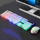 LIMEIDE GTX300 104 Keys Retro Round Key Cap USB Wired Mouse Keyboard, Cable Length: 1.4m, Colour: Punk Set White - 1