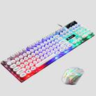 LIMEIDE GTX300 104 Keys Retro Round Key Cap USB Wired Mouse Keyboard, Cable Length: 1.4m, Colour: Punk Set White - 2