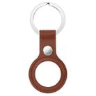 Anti-scratch Top-layer Cowhide Leather Protective Cover with Hanging Buckle for AirTag(Brown) - 1