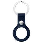 Anti-scratch Top-layer Cowhide Leather Protective Cover with Hanging Buckle for AirTag(Deep Blue) - 1