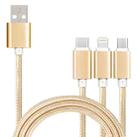 5 PCS 2A 3 In 1 USB To USB-C / Type-C + 8 Pin + Micro USB Braided Data Cable(Rose Gold) - 1