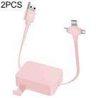 2 PCS 3A USB To 8Pin + Micro USB + USB-C / Type-C Telescopic Three-In-One Data Cable with Mobile Phone Holder Data Cable, Length: 1m(Cherry Pink) - 1