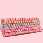 FRIWOL G-50 87 Keys Computer Laptop External Office Gaming Real Mechanical Blue Axis Wired Keyboard, Cable Length: about 1.4m, Colour: G-50 Girl Pink - 1