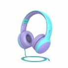 Gorsun GS-E61V Children Headphones Wired Student Cat Ear Detachable Folding Learning Headphones(Purple) - 1