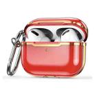 DDEHY668 Electroplated Transparent Silicone + PC Protective Cover For AirPods Pro(Transparent Red + Gold) - 1