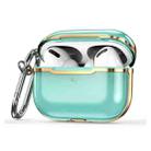 DDEHY668 Electroplated Transparent Silicone + PC Protective Cover For AirPods Pro(Transparent Green + Gold) - 1