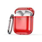 2 PCS SSDD8868 Bluetooth Headset Protective Cover Transparent TPU Headphone Protective Case For AirPods 1 / 2(Transparent Red + Red) - 1