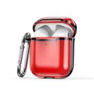 2 PCS SSDD8868 Bluetooth Headset Protective Cover Transparent TPU Headphone Protective Case For AirPods 1 / 2(Transparent Red + Black) - 1