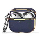 Plated Fabric PC Protective Cover Case For AirPods Pro(Blue + Gold) - 1