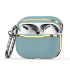 Plated Fabric PC Protective Cover Case For AirPods Pro(Light Blue + Gold) - 1