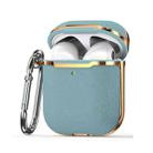 Plated Fabric PC Protective Cover Case For AirPods 1 / 2(Light Blue + Gold) - 1