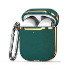 Plated Fabric PC Protective Cover Case For AirPods 1 / 2(Green + Gold) - 1