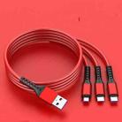 2 PCS ZZ034 USB To 8 Pin + USB-C / Type-C + Micro USB 3 In 1 Fast Charging Cable, Style: 5A Super Fast-Red - 1