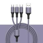 2 PCS ZZ034 USB To 8 Pin + USB-C / Type-C + Micro USB 3 In 1 Fast Charging Cable, Style: Silicone-Purple - 1