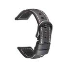 Quick Release Watch Band Crazy Horse Leather Retro Watch Band For Samsung Huawei,Size: 24mm  (Black And Black Buckle) - 1